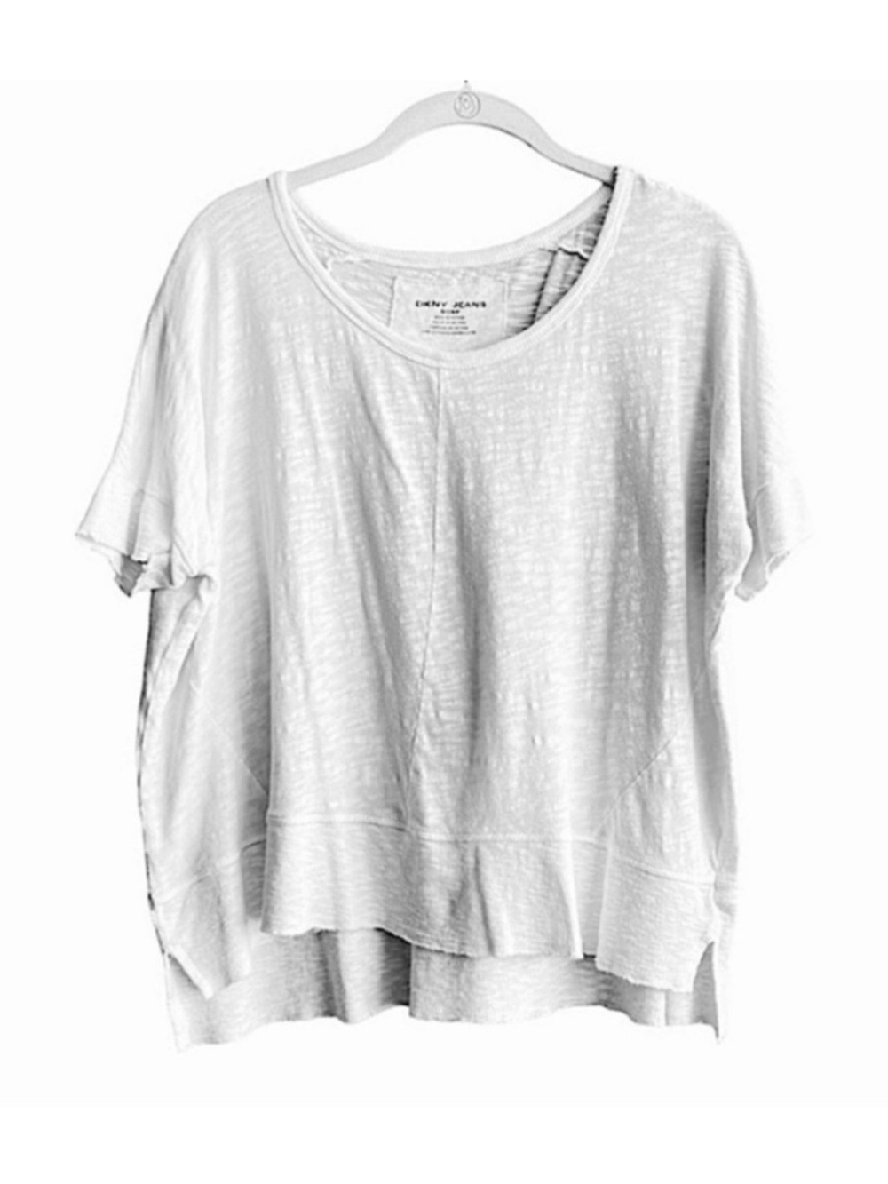 DKNY Short Sleeve Tee Oversized 100% Cotton Slub White Size S